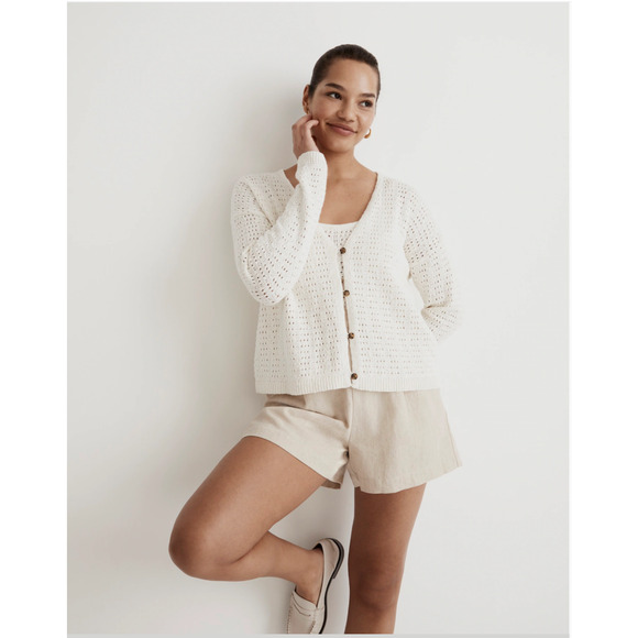 Madewell Comfy Cozy Soft Oversized Orange Open Stitch Cardigan Sweater- L - Picture 10 of 10